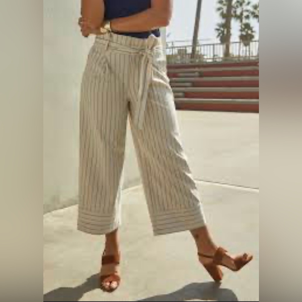 Banana Republic Blake Tie-Waist Stripe Crop Pant in size 10